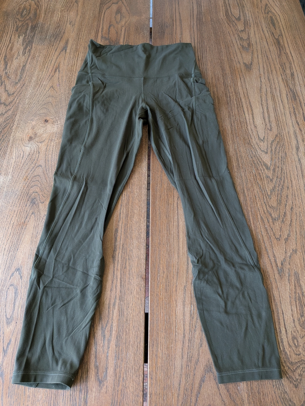 Lululemon Align Olive Green High Rise Legging Pants W Pockets 25" Inseam Size 6
